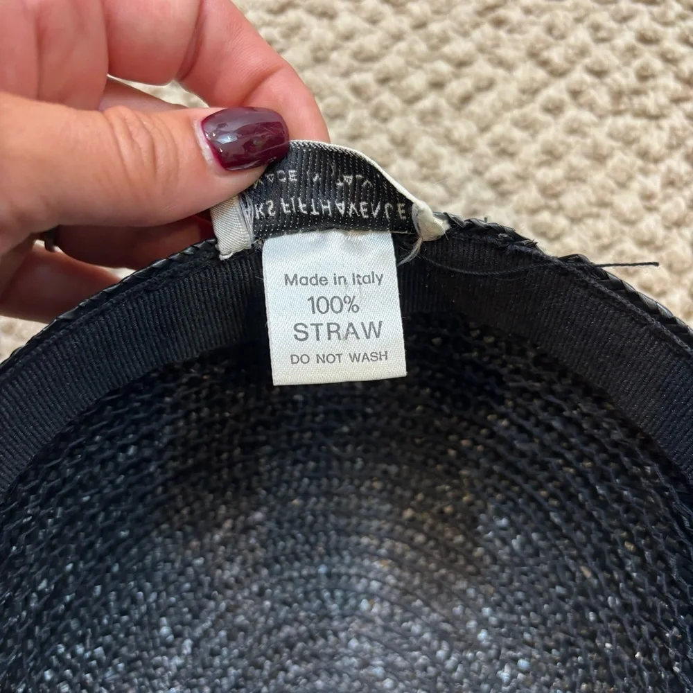 Ladies Saks Fifth Ave Woven Straw‎ Hat with Brim Black and Brown